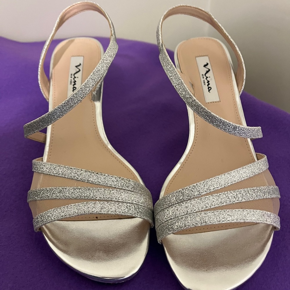 Size 9.5 Silver Sparkle Dress, Wedding, Prom Shoes